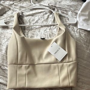 NWT Beige leather corset top